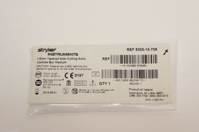 5300-10-708 ~ Stryker 1.5mm Tapered Side Cutting Sold Carbide Bur Medium (x)